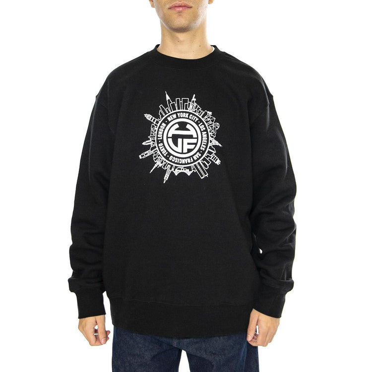 Internationally Known Crewneck Black - Felpa Girocollo Uomo Nera PF00600-BLACK  HUF 
