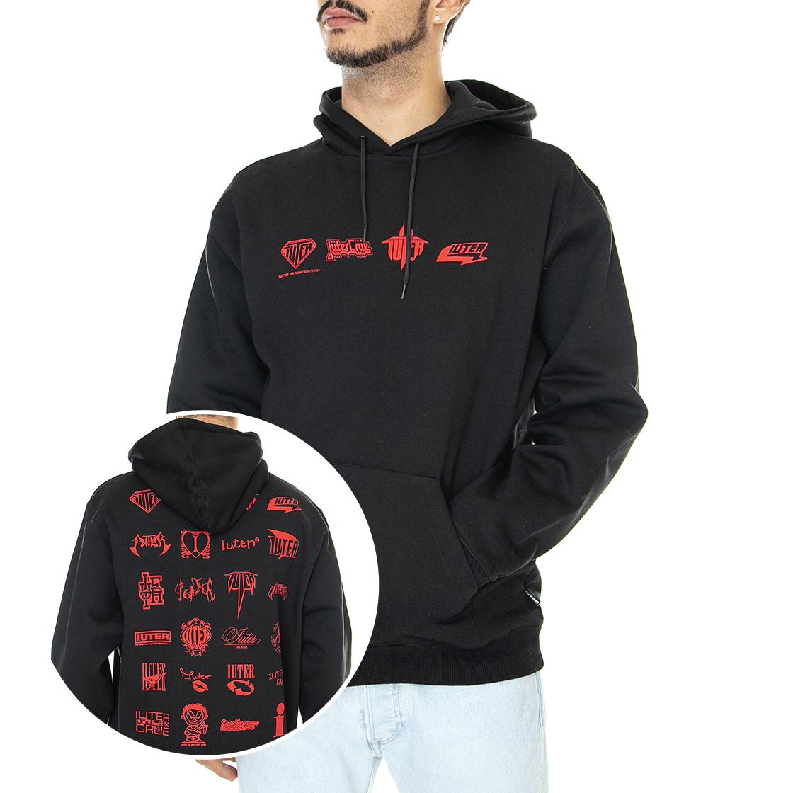 Timeless Hoodie Black - Felpa con Capuccio Uomo Nera / Multicolore 22WISH07-BLACK  IUTER 