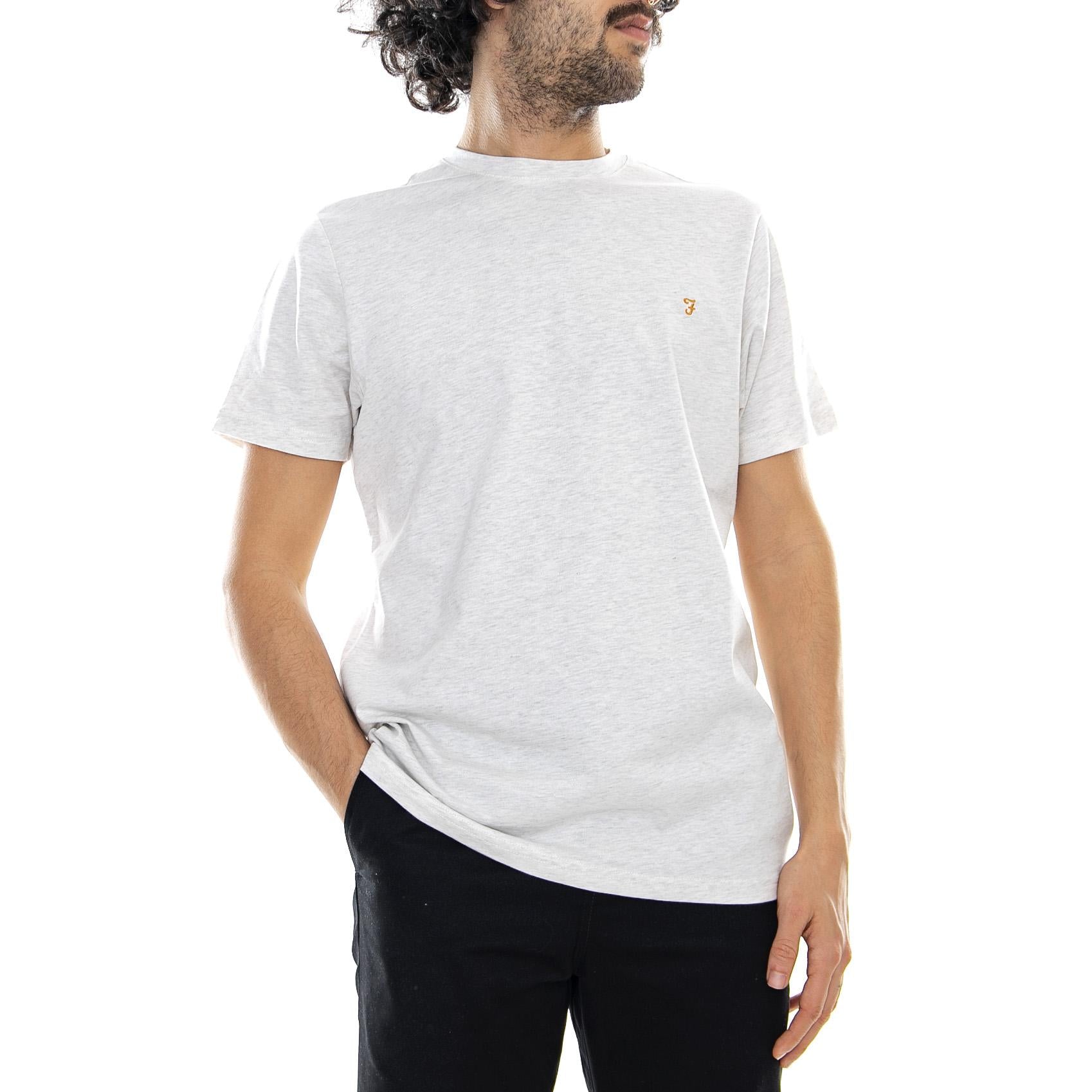 Denny Slim Marl - Chalk White - Maglietta Girocollo Uomo Bianca F4KS70X3-110  FARAH 