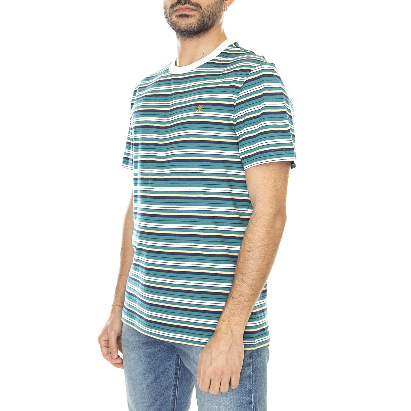 Zephir Multi Stripe SS Tee Blu - Maglietta Girocollo Uomo Blu / Multicolore F4KSD008-347  FARAH 