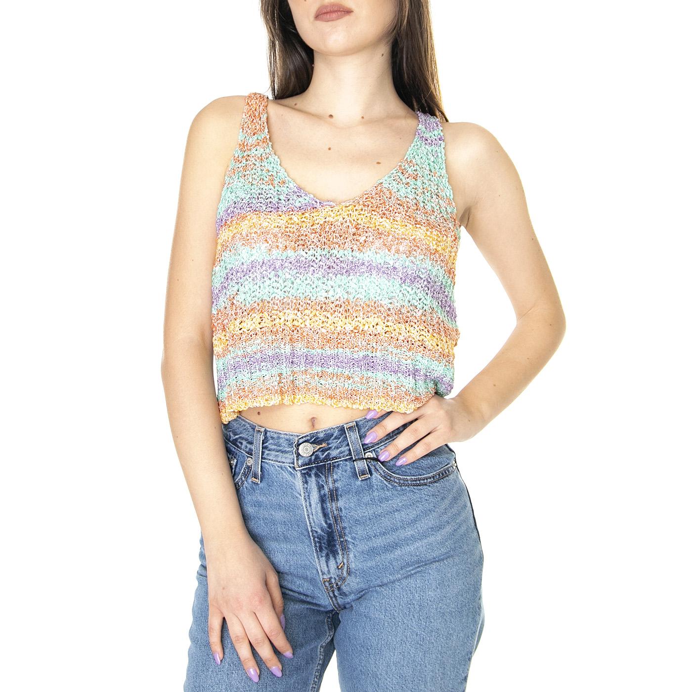 W' Top de Crochet con Estampado de Rayas - Top Donna Multicolore 31W/10240  WILD PONY 