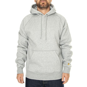 Hooded Chase Sweat Grey Heather / Gold - Felpa con Cappuccio Uomo Grigia I033661.00MXX  CARHARTT WIP 