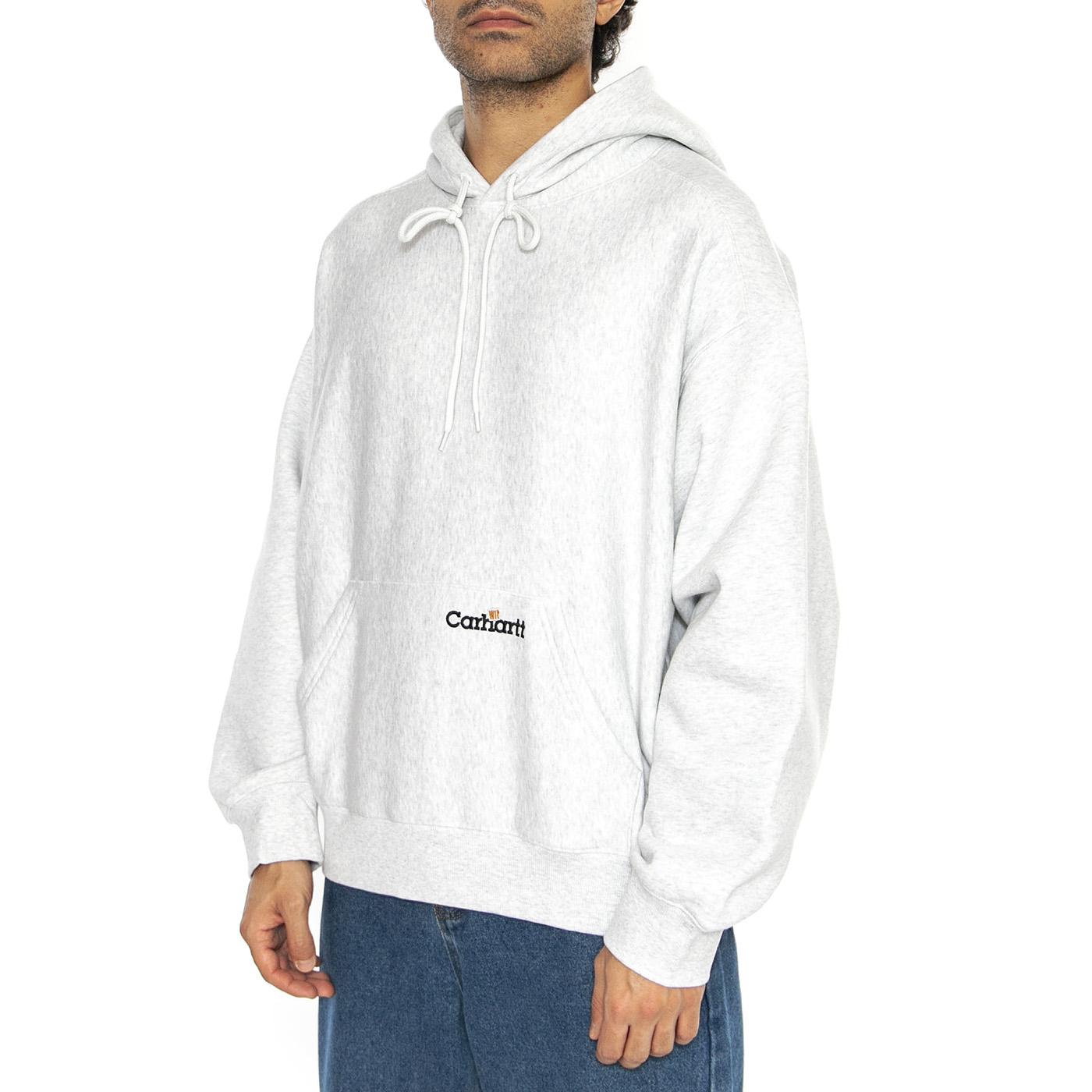 Hooded Label Script Sweat Ash Heather - Felpa con Cappuccio Uomo Grigia I034430.482XX  CARHARTT WIP 