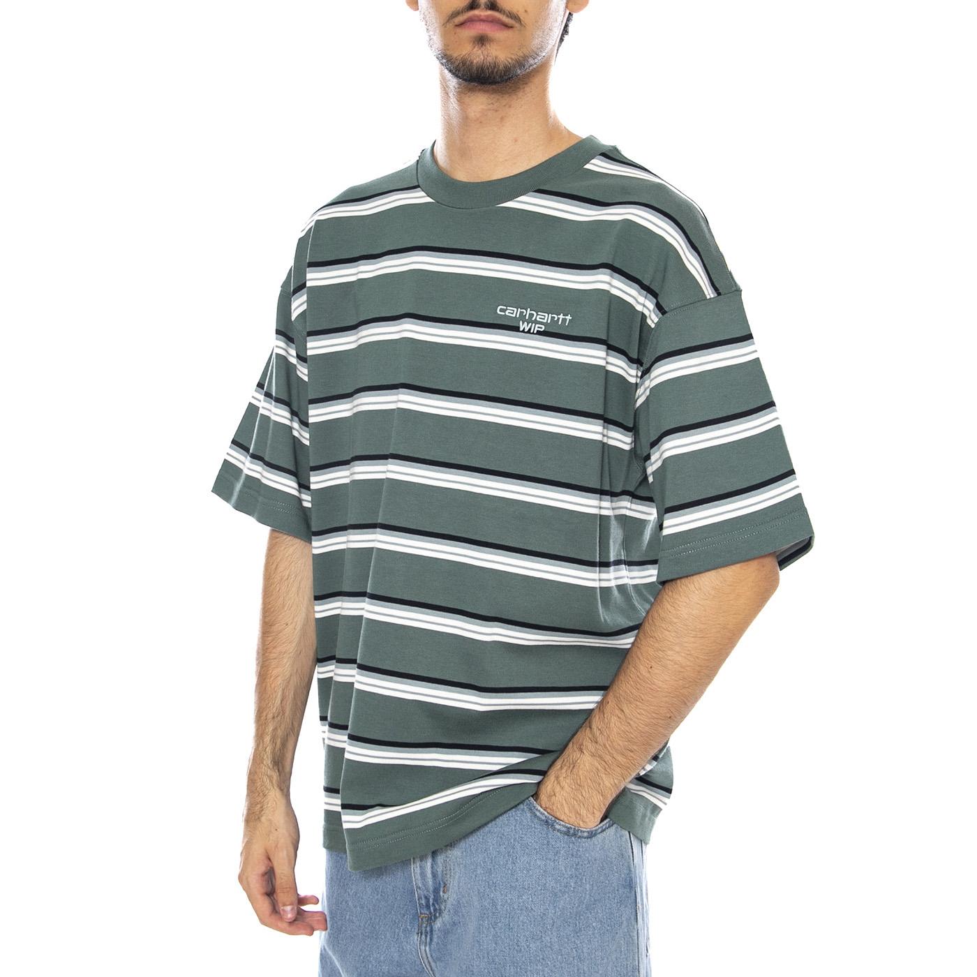 S/S Holm T-Shirt Holm Stripe, Silver Pine - Maglietta Girocollo Uomo Multicolore I035302.37CXX  CARHARTT WIP 