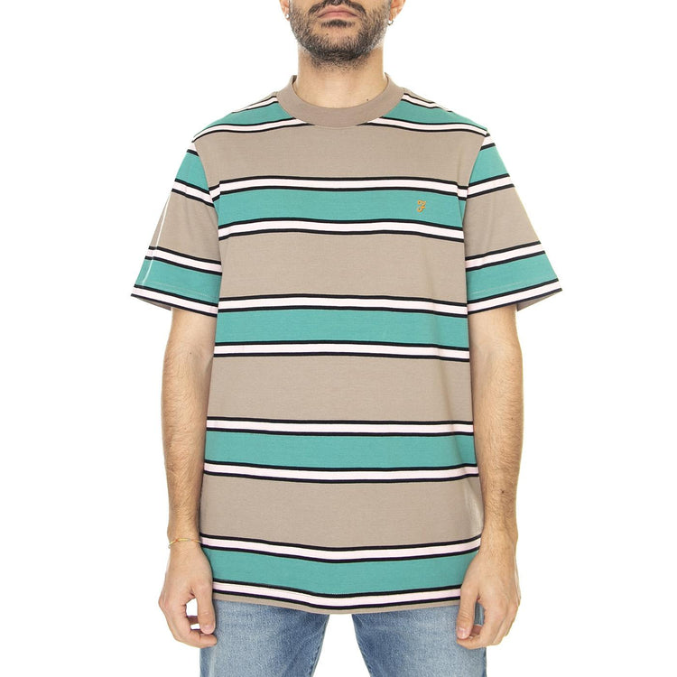 Alva Wide Stripe SS Tee Smoky Brown - Maglia Girocollo Uomo Multicolore F4KSD014-258  FARAH 