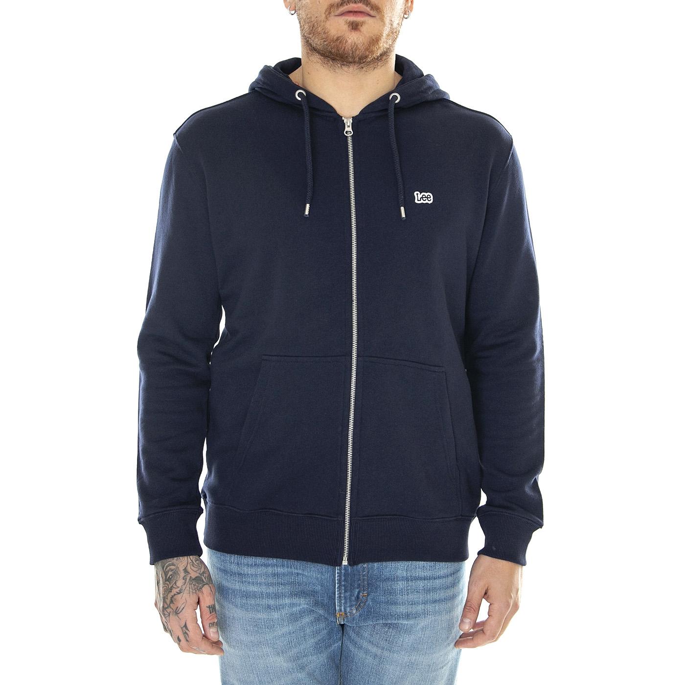 Basic Zip Through Ho Navy-L80KSP35 - Felpa con Cappuccio e Zip Uomo Blu 112121426  LEE 
