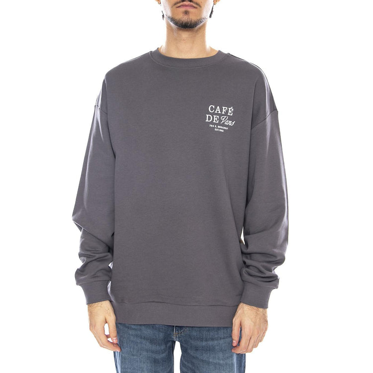 Cafe Vans OS PO Asphalt Crewneck Sweatshirt -- Felpa Girocollo Grigia VN000RCB 1O71 VANS 