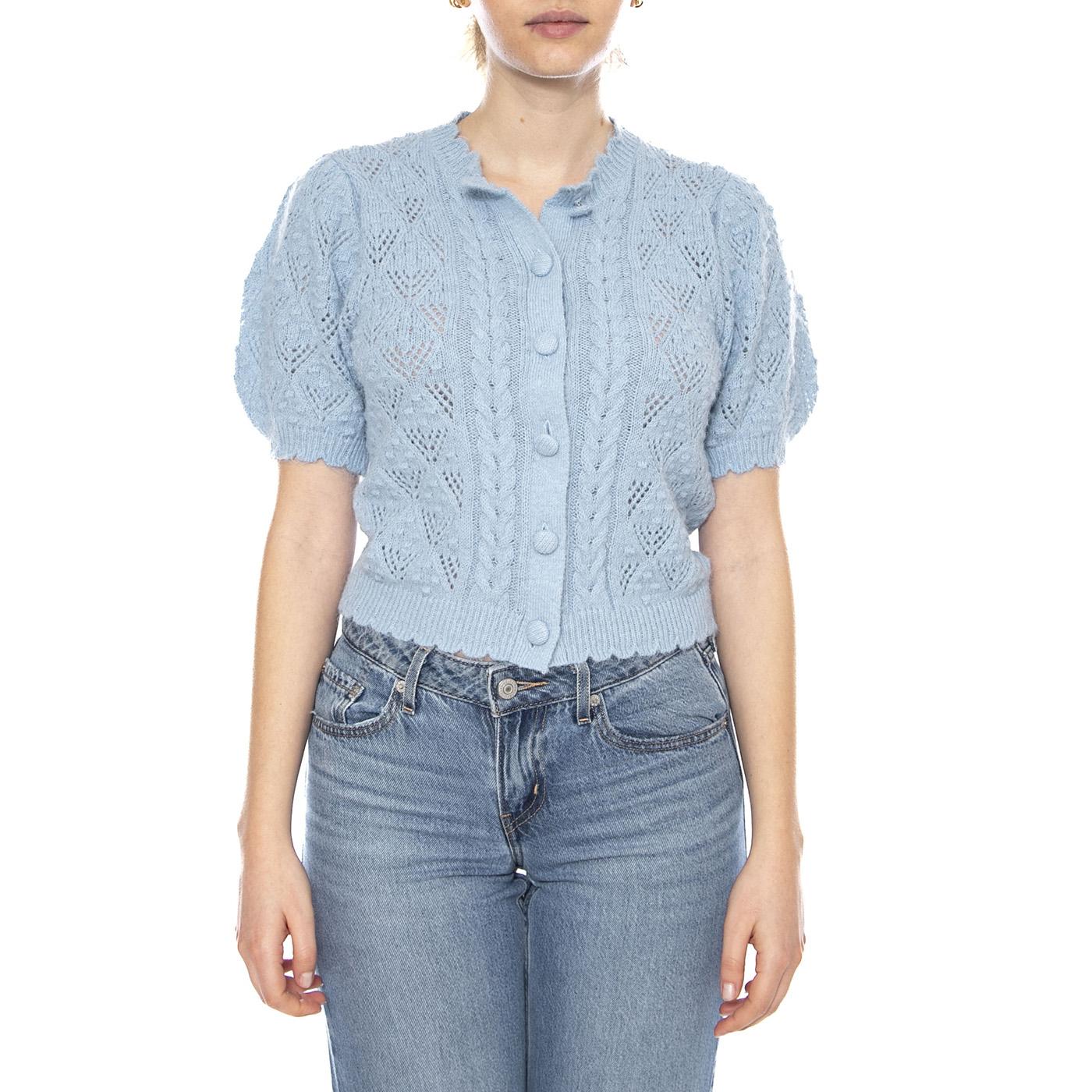Pauline Pointelle Ss Cardi - Glacier Lake Novelty Stitch - Cardigan Maniche Corte Donna Verde 005A8 0001 LEVIS 