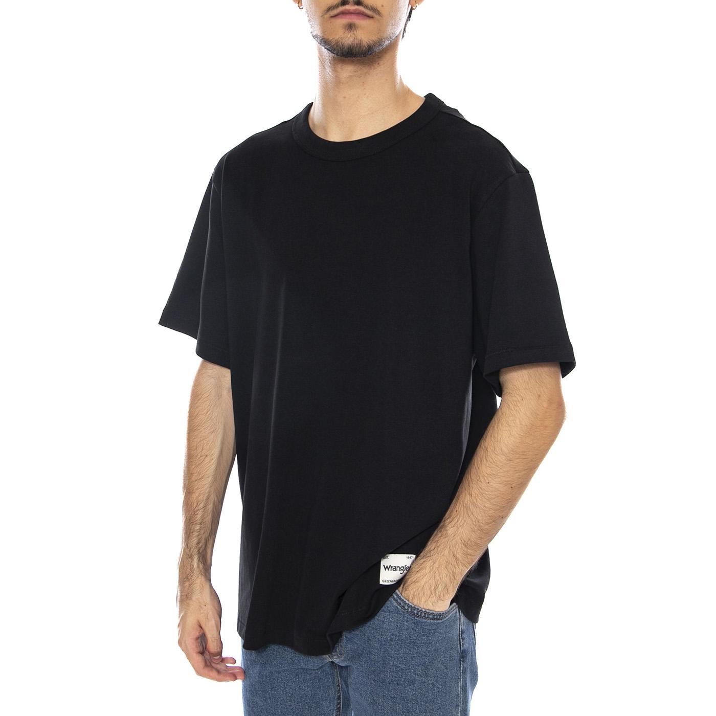 SS Solid Tee Black - Maglietta Girocollo Uomo Nera 112365120 BLK WRANGLER 