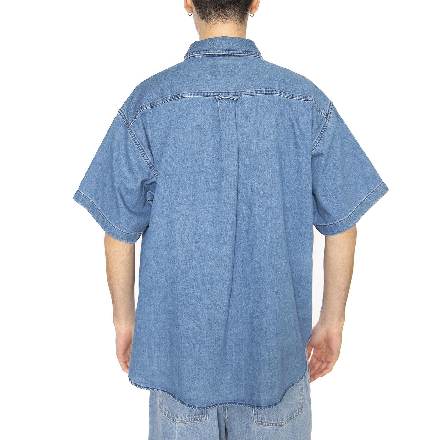 S/S Lucas Shirt Blue - Camicia Maniche Corte Denim Jeans Uomo Blu I034575.0106  CARHARTT WIP 