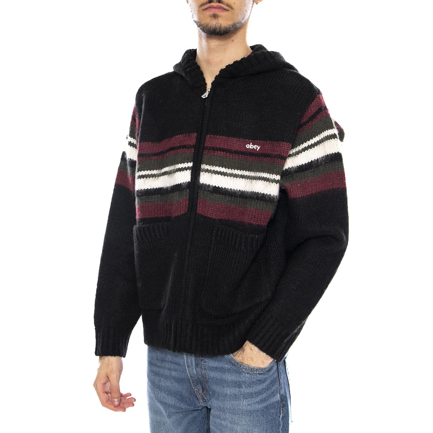 Myers Zip Up Hood Sweater Black / Multi -- Felpa con Cappuccio Uomo Nera / Multicolore 151000093 BKM OBEY 