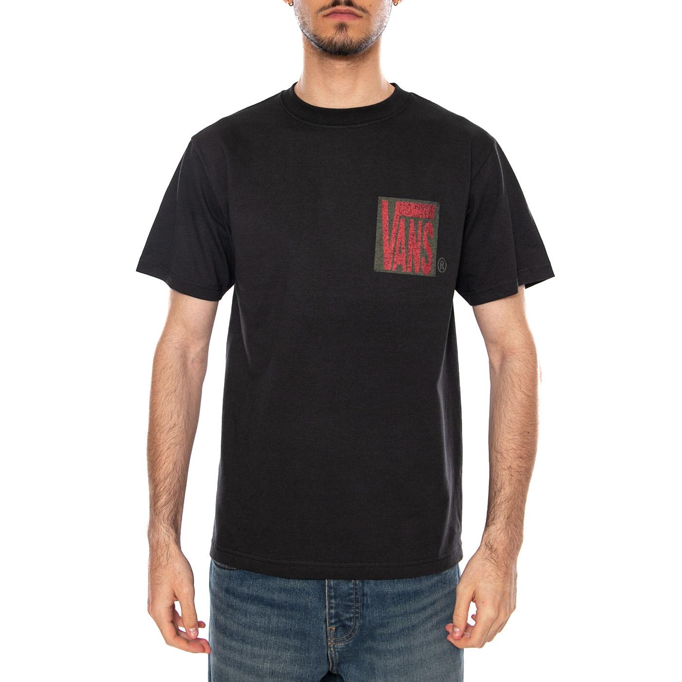 STRETCH STACK CRACKLE S BLACK - Maglietta Girocollo Uomo Nera VN000SWE BLK1 VANS 