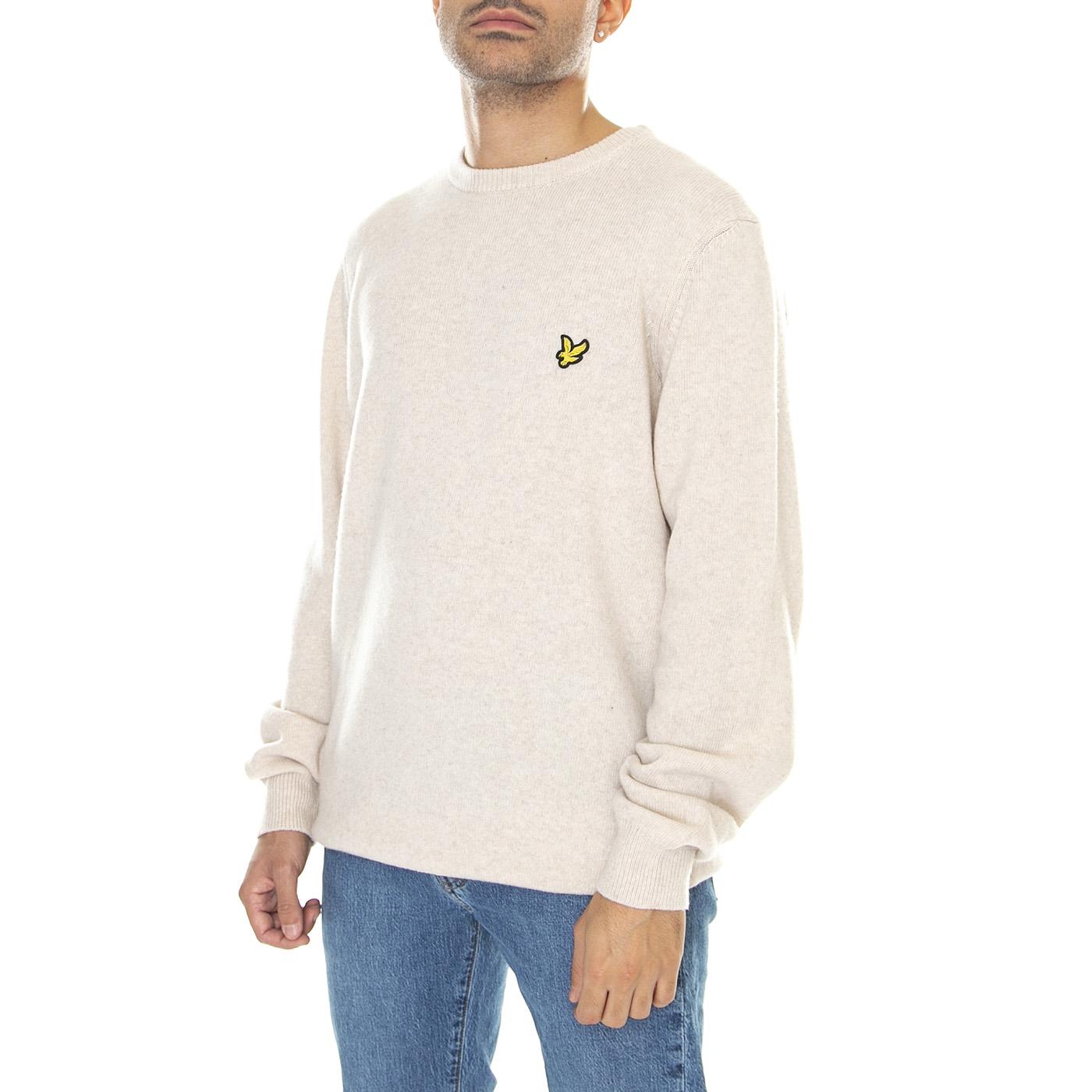 Crew Neck Lambswool Blend Jump Taupe Marl - Maglione Girocollo Uomo Beige KN921VF-W823  LYLE & SCOTT 