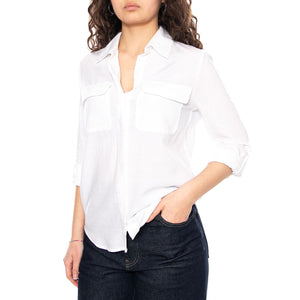 Elaine Utility Shirt - Bright White Cotton Linen - Camicia Donna Bianca 005NJ 0002 LEVIS 