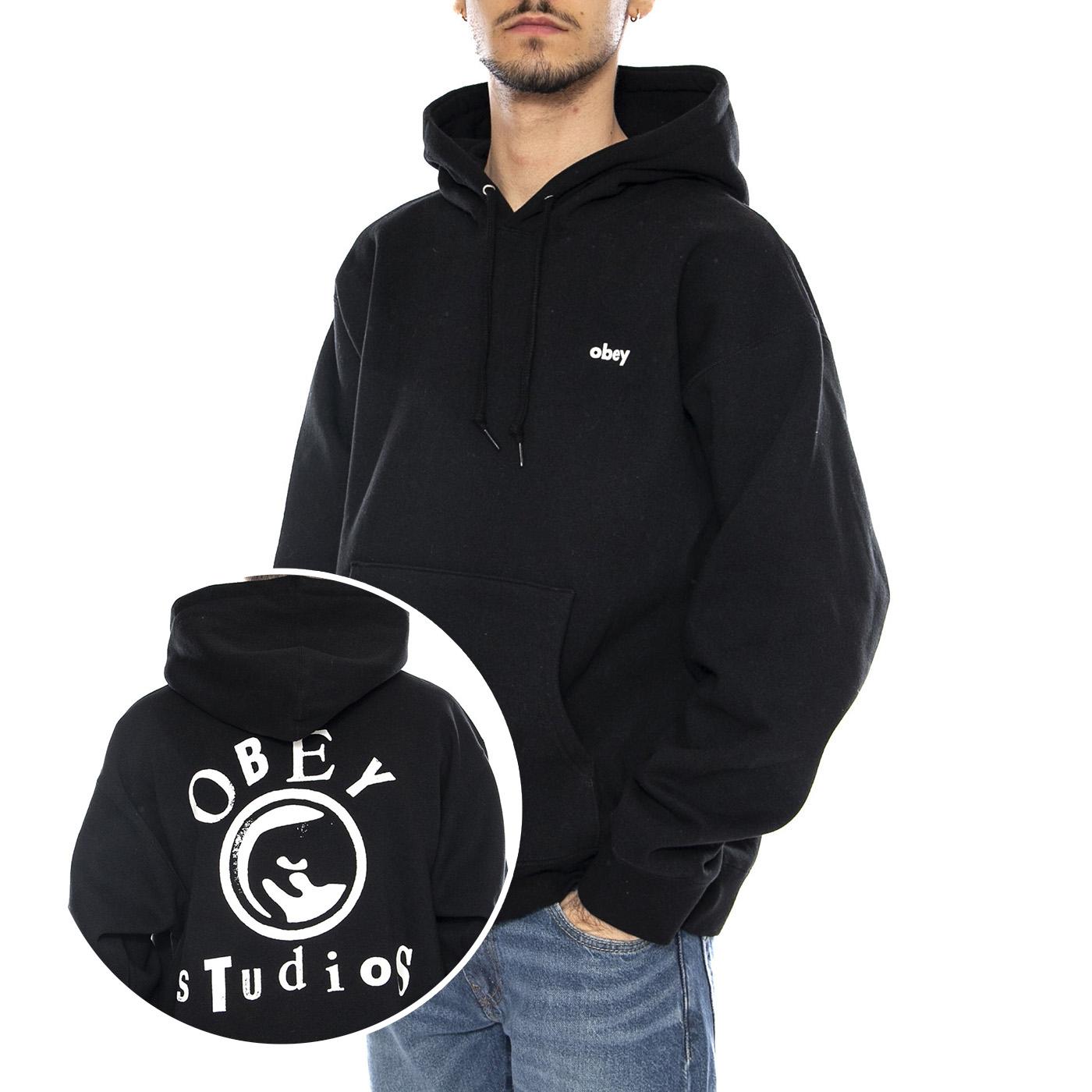 Obey Studios Icon Fleece Black -- Felpa Girocollo Uomo Nera 112843928 BLK OBEY 