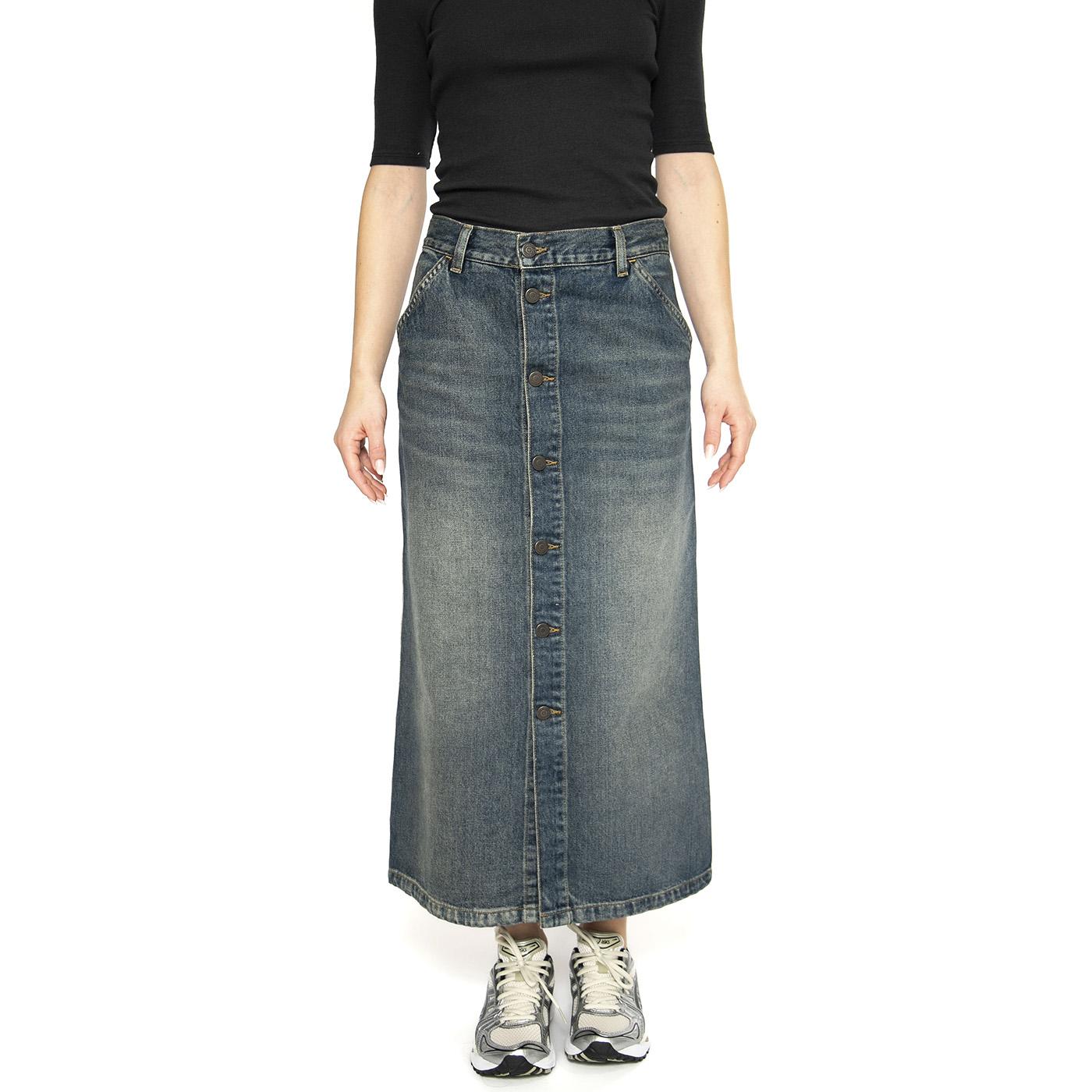 W' Marvin Skirt Blue - Gonna Longuette Denim Jeans Blu I034647.014Q  CARHARTT WIP 