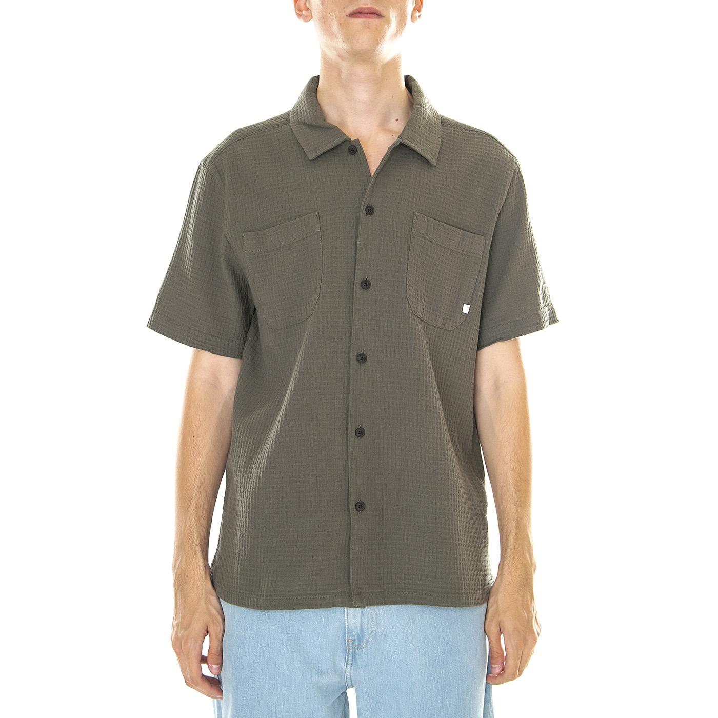 M' Fitzgerald Relaxed Fit Texture Shirt S/S - Camicia Maniche Corte Uomo Verde F4WSD040-310  FARAH 